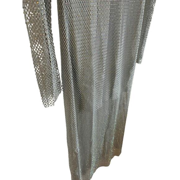 NWT House of Harlow Women Mesh Midi Dress with Rhinestones Light Gray Large - Picture 4 of 9